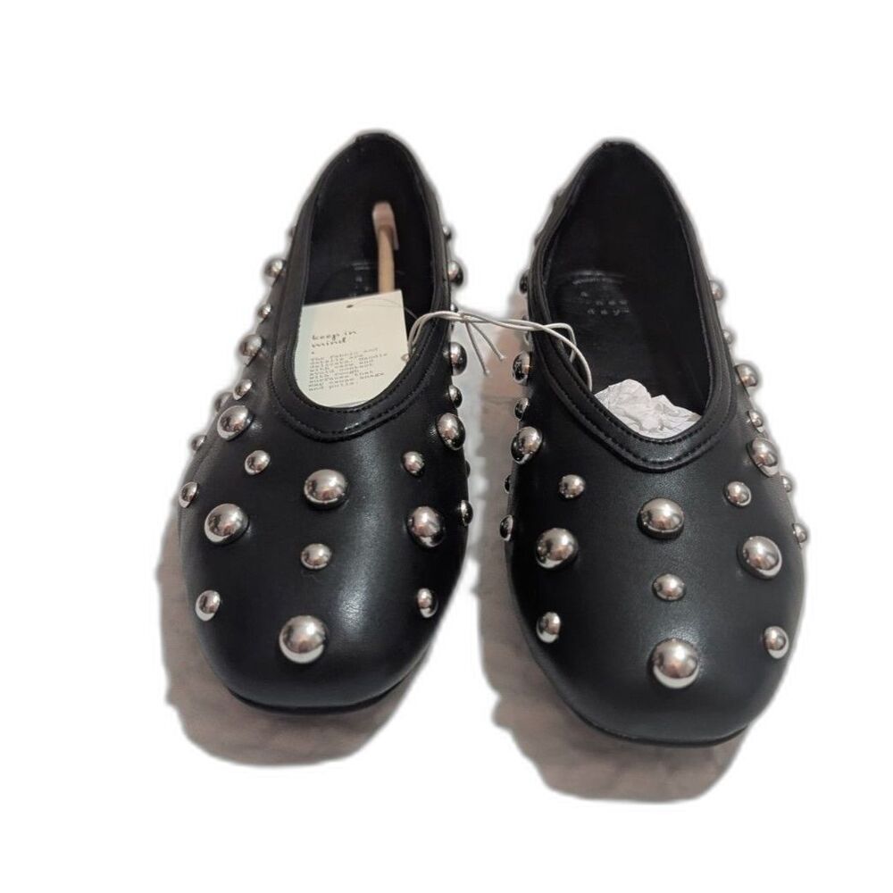 Women's Sammie Studded Ballet Flats -A New Day-Black Size 9 - Picture 6 of 7
